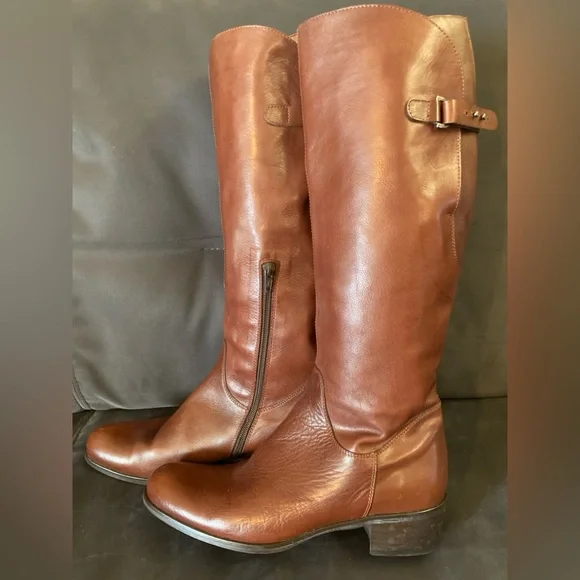 Sesto Meucci Women's Shoes Brown Leather Zip Up Knee High Fashion Boots Size 8.5 - Picture 3 of 16